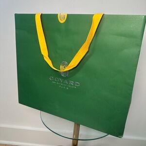 Medium Goyard Green Paper Shopping Bag with Yellow Ribbon Handles